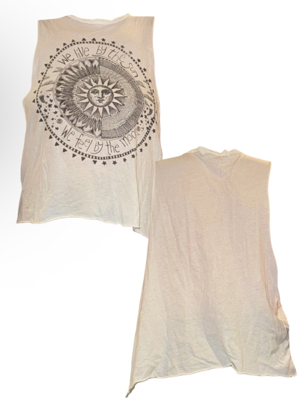 We Live By The Sun We Feel By The Moon Graphic Tank Top
